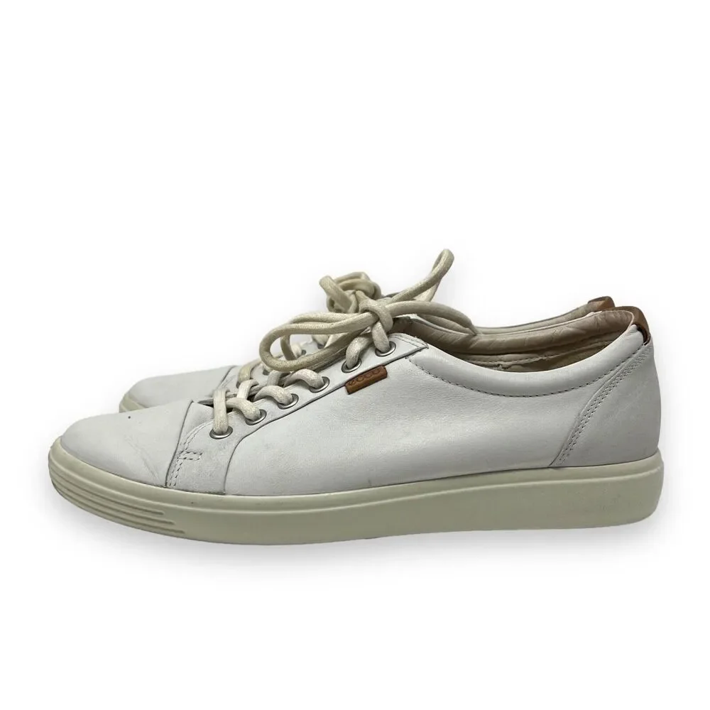 Ecco Womens 10 Sneakers White Nappa Soft VII Lace Up Low Top Shoes 43000301007